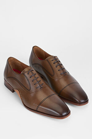 Tamer Tanca Erkek Hakiki Deri Kahverengi Klasik Ayakkabı 987 010 ERK AYK SK23/24 KAHVE