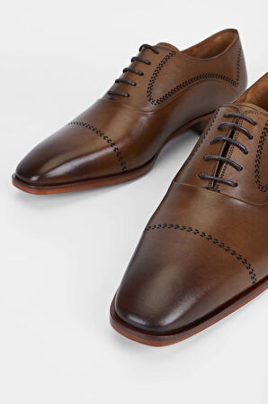 Tamer Tanca Erkek Hakiki Deri Kahverengi Klasik Ayakkabı 987 010 ERK AYK SK23/24 KAHVE