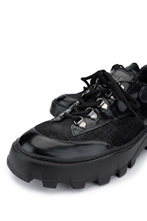 Tamer Tanca Erkek Hakiki Deri Siyah Süet Sneakers & Spor Ayakkabı 698 1061-2 ERK AYK SK23/24 SYH SUET/SYH BSK