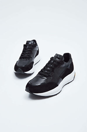 Tamer Tanca Erkek Hakiki Deri Siyah Süet Sneakers & Spor Ayakkabı 698 1053-4 ERK AYK SK23/24 SIYAH SUET
