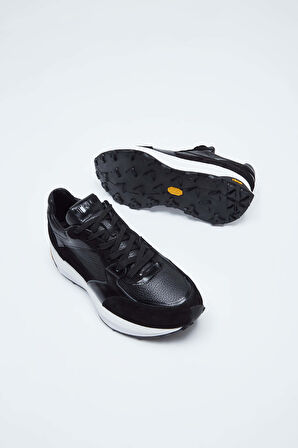 Tamer Tanca Erkek Hakiki Deri Siyah Süet Sneakers & Spor Ayakkabı 698 1053-4 ERK AYK SK23/24 SIYAH SUET