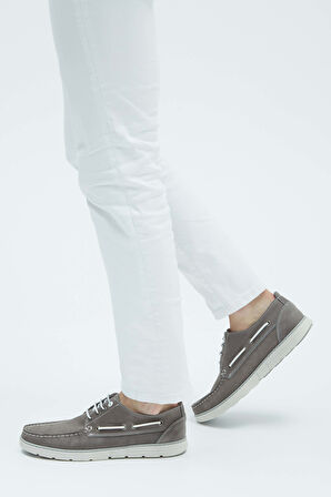 Tamer Tanca Erkek Hakiki Deri Gri Casual Ayakkabı 496 6554 ERK AYK Y23 GREY PLUME