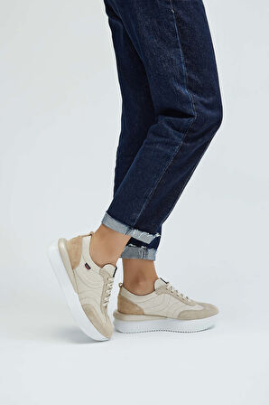 Callaghan Kadın Deri & Tekstil Fildişi Sneakers & Spor Ayakkabı 618 51200 BN AYK Y23 MARFIL/PLTN/NATURAL