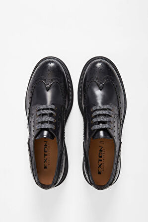 Exton Erkek Hakiki Deri Siyah Casual Ayakkabı 994 9250 ERK AYK K23/24 BLACK