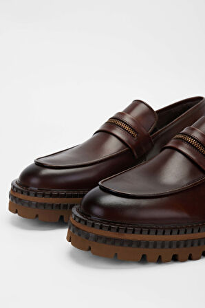 Tamer Tanca Erkek Hakiki Deri Kahverengi Loafer Ayakkabı 537 3252 ERK AYK SK23/24 KAHVE