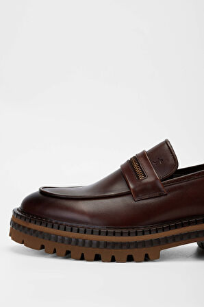 Tamer Tanca Erkek Hakiki Deri Kahverengi Loafer Ayakkabı 537 3252 ERK AYK SK23/24 KAHVE