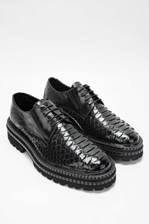 Tamer Tanca Erkek Hakiki Deri Siyah Yılan Casual Ayakkabı 537 3251 ERK AYK SK23/24 SYH YLN/BFL