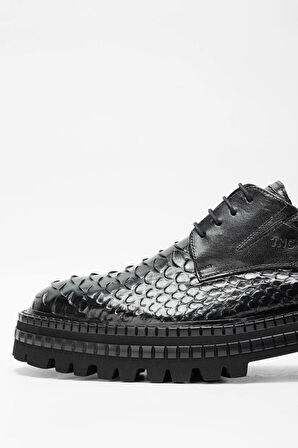 Tamer Tanca Erkek Hakiki Deri Siyah Yılan Casual Ayakkabı 537 3251 ERK AYK SK23/24 SYH YLN/BFL