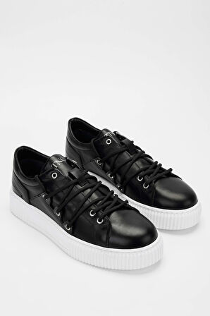 Tamer Tanca Erkek Hakiki Deri Siyah Sneakers & Spor Ayakkabı 352 19014 ERK AYK SK23/24 SIYAH