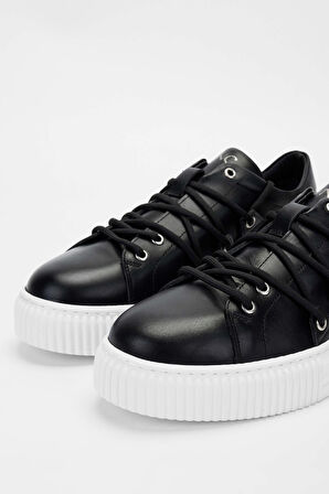Tamer Tanca Erkek Hakiki Deri Siyah Sneakers & Spor Ayakkabı 352 19014 ERK AYK SK23/24 SIYAH