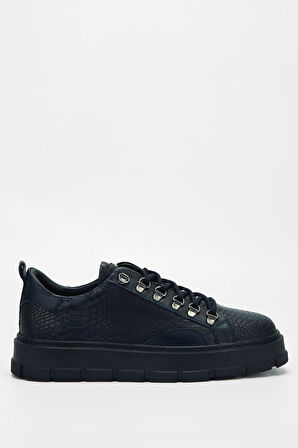 Tamer Tanca Erkek Hakiki Deri Lacivert Sneakers & Spor Ayakkabı 352 19338 ERK AYK SK23/24 LACI KROKO