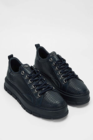 Tamer Tanca Erkek Hakiki Deri Lacivert Sneakers & Spor Ayakkabı 352 19338 ERK AYK SK23/24 LACI KROKO