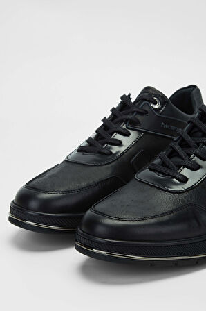 Tamer Tanca Erkek Hakiki Deri Siyah Sneakers & Spor Ayakkabı 381 18626 ERK AYK SK23/24 SIYAH