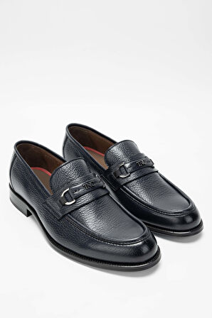 Tamer Tanca Erkek Hakiki Deri Lacivert Loafer Ayakkabı 477 63933 ERK AYK SK23/24 LACI GYK