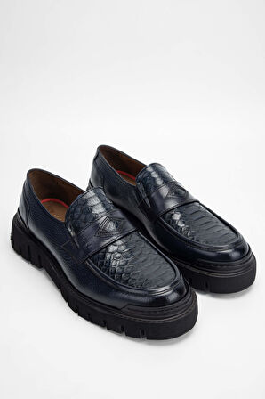 Tamer Tanca Erkek Hakiki Deri Lacivert Loafer Ayakkabı 477 67615 ERK AYK SK23/24 LACI GYK/YLN