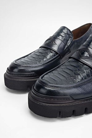 Tamer Tanca Erkek Hakiki Deri Lacivert Loafer Ayakkabı 477 67615 ERK AYK SK23/24 LACI GYK/YLN