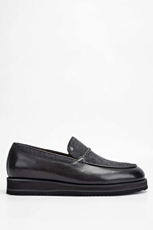 Tamer Tanca Erkek Hakiki Deri/Tekstil Gri Loafer Ayakkabı 477 66003 ERK AYK SK23/24 GRI BFL/KMS