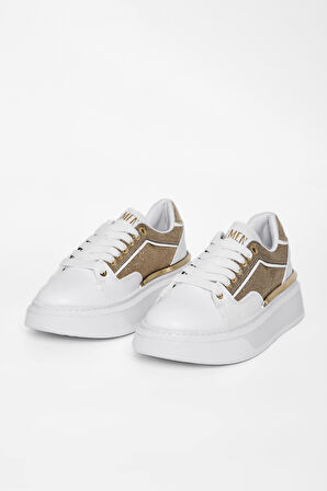 Valmenti Kadın Beyaz altın Vegan Sneakers & Spor Ayakkabı 804 0208-21 BN AYK SK23/24