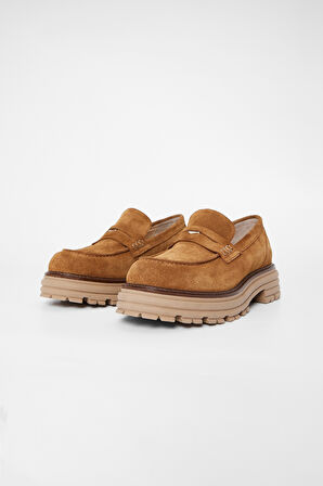 Valmenti Kadın Tütün Süet Deri Loafer Ayakkabı 33 52107 BN AYK SK23/24