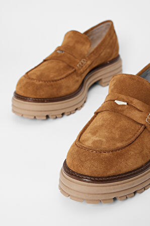 Valmenti Kadın Tütün Süet Deri Loafer Ayakkabı 33 52107 BN AYK SK23/24