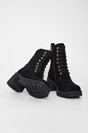 Valmenti Kadın Siyah Süet Deri Casual Bot 33 27510 BN BOT SK23/24