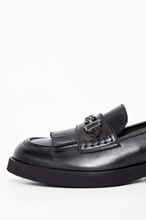 Tamer Tanca Kadın Hakiki Deri Siyah Deri Loafer Ayakkabı 33 40202 BN AYK SK23/24 SIYAH DR