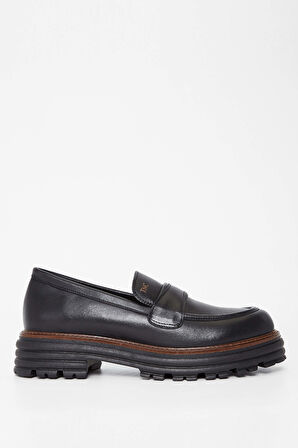 Tamer Tanca Kadın Hakiki Deri Siyah Deri Loafer Ayakkabı 33 7501 BN AYK SK23/24 SIYAH DR