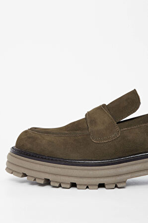 Tamer Tanca Kadın Hakiki Deri Yeşil Loafer Ayakkabı 33 7501 BN AYK SK23/24 HAKI NBK