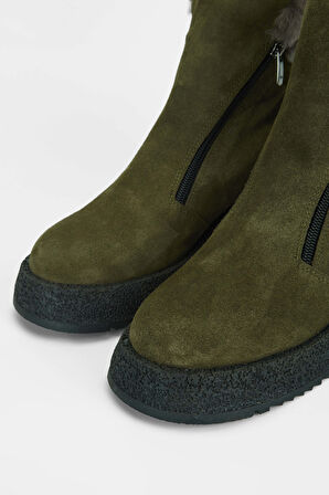 Tamer Tanca Kadın Hakiki Deri Haki Süet Casual Bot 33 629 BN BOT SK23/24 HAKI SUET