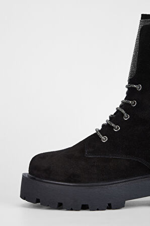 Valmenti Kadın Siyah Süet Hakiki Deri Casual Bot 970 1517 BN BOT SK23/24