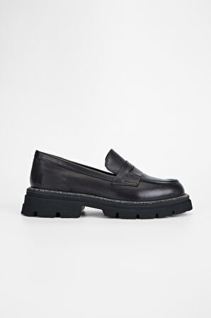 Valmenti Kadın Siyah Hakiki Deri Casual Loafer 775 5004 BN AYK SK23/24