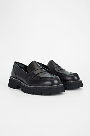 Valmenti Kadın Siyah Hakiki Deri Casual Loafer 775 5004 BN AYK SK23/24