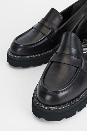 Valmenti Kadın Siyah Hakiki Deri Casual Loafer 775 5004 BN AYK SK23/24