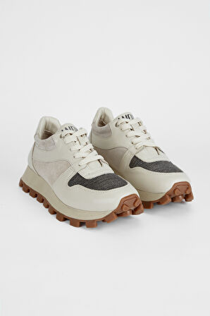 Valmenti Kadın Kırık Beyaz Hakiki Deri Sneakers & Spor Ayakkabı 775 357218 BN AYK SK23/24
