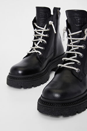 Valmenti Kadın Siyah Hakiki Deri Casual Bot 775 396891 BN BOT SK23/24