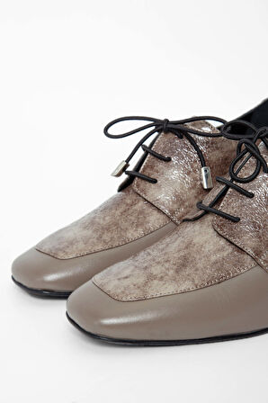 Tamer Tanca Kadın Hakiki Deri Vizon Rugan Topuklu Ayakkabı 33 7461 BN AYK SK23/24 VIZON KRSK RGN