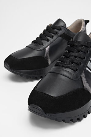 Valmenti Kadın Siyah Hakiki Deri Sneakers & Spor Ayakkabı 923 V-101 BN AYK SK23/24
