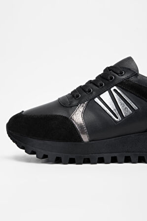 Valmenti Kadın Siyah Hakiki Deri Sneakers & Spor Ayakkabı 923 V-101 BN AYK SK23/24