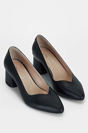 Tamer Tanca Kadın Hakiki Deri Siyah Deri Topuklu Ayakkabı 923 450-1 BN AYK SK23/24 SIYAH DR