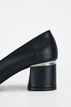 Tamer Tanca Kadın Hakiki Deri Siyah Deri Topuklu Ayakkabı 923 450-1 BN AYK SK23/24 SIYAH DR