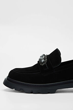 Tamer Tanca Kadın Vegan Siyah Süet Loafer Ayakkabı 817 2399 BN AYK SK23/24 SIYAH SUET