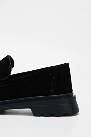 Tamer Tanca Kadın Vegan Siyah Süet Loafer Ayakkabı 817 2399 BN AYK SK23/24 SIYAH SUET