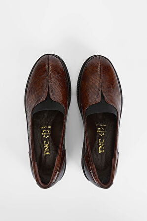 Tamer Tanca Kadın Hakiki Deri Kahverengi Casual Ayakkabı 824 012 BN AYK SK23/24 KAHVE KROKO