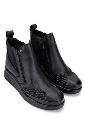 Tamer Tanca Kadın Hakiki Deri Siyah Casual Bot 824 1037 BN BOT SK23/24 SIYAH FLTR