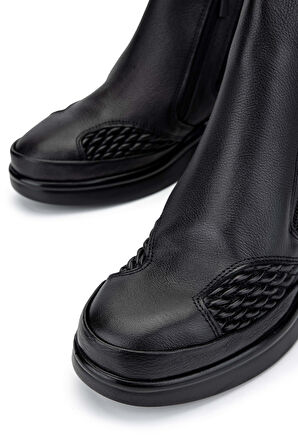 Tamer Tanca Kadın Hakiki Deri Siyah Casual Bot 824 1037 BN BOT SK23/24 SIYAH FLTR