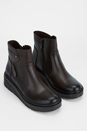 Tamer Tanca Kadın Hakiki Deri Kahverengi Casual Bot 824 2717 BN BOT SK23/24 KAHVE FLTR