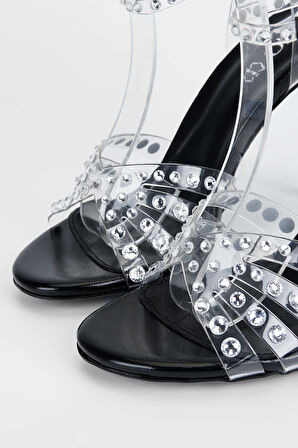 Tamer Tanca Kadın Hakiki Deri Siyah Topuklu Ayakkabı 654 115 BN AYK SK23/24 SIYAH/GUMUS