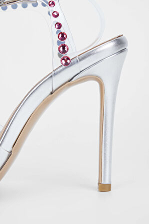 Tamer Tanca Kadın Hakiki Deri Gümüş Topuklu Ayakkabı 654 115 BN AYK SK23/24 GUMUS/PEMBE