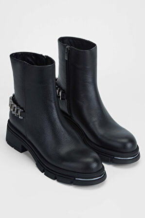 Tamer Tanca Kadın Hakiki Deri Siyah Casual Bot 231 1056 BN BOT SK23/24 SIYAH FLTR