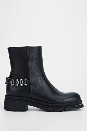 Tamer Tanca Kadın Hakiki Deri Siyah Casual Bot 231 1056 BN BOT SK23/24 SIYAH FLTR